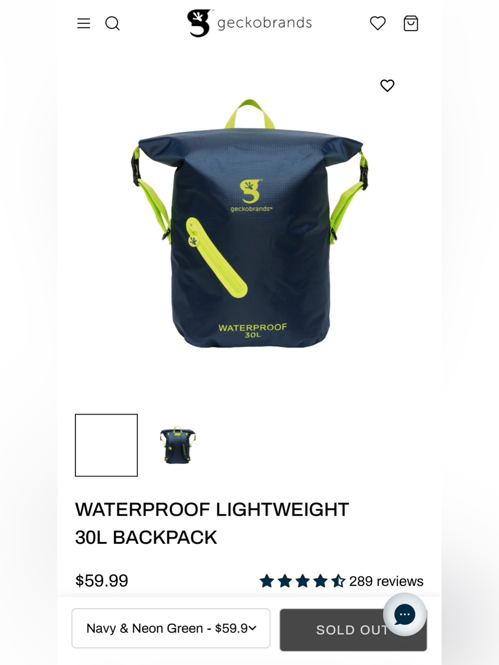 Never used! Geckobrands Waterproof 30L bag SOLDOUT color